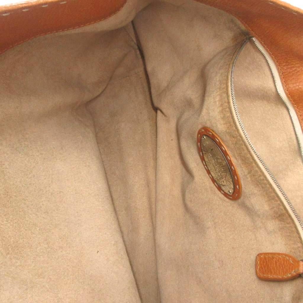 Fendi Selleria Tote Shoulder Leather Plate Logo Brown — view 6