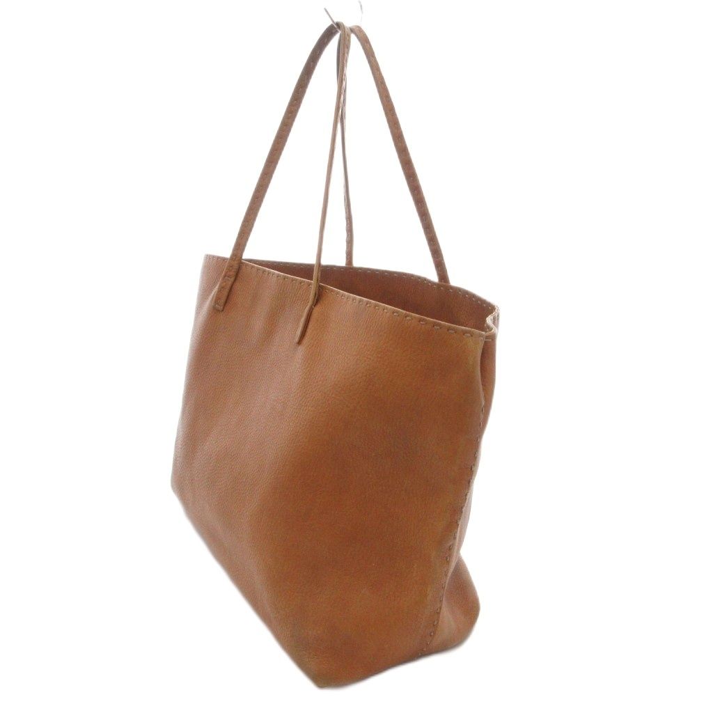 Fendi Selleria Tote Shoulder Leather Plate Logo Brown — view 3