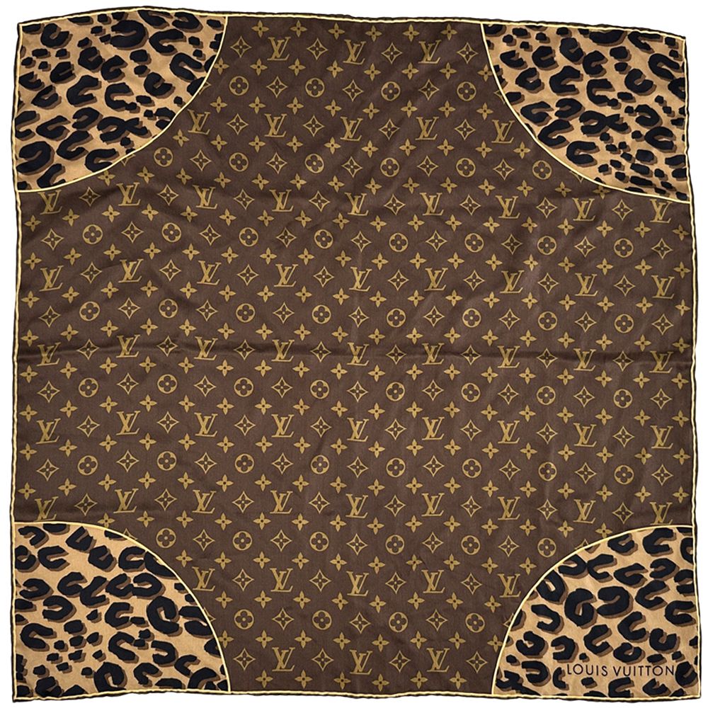 Louis Vuitton Scarf Monogram Silk Carre Denim Noir Black Large