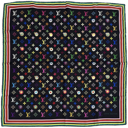 Louis Vuitton Scarf Monogram Silk Carre Denim Noir Black Large