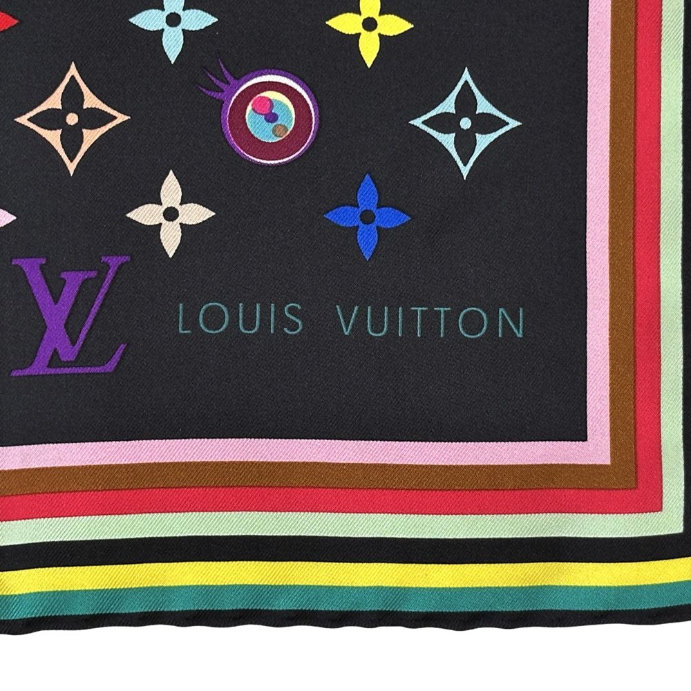 Louis Vuitton Scarf Monogram Silk Carre Denim Noir Black Large — view 2