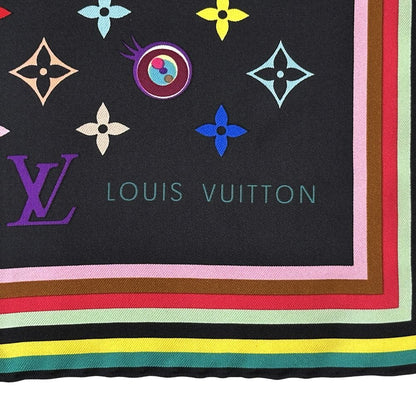 Louis Vuitton Scarf Monogram Silk Carre Denim Noir Black Large — view 2