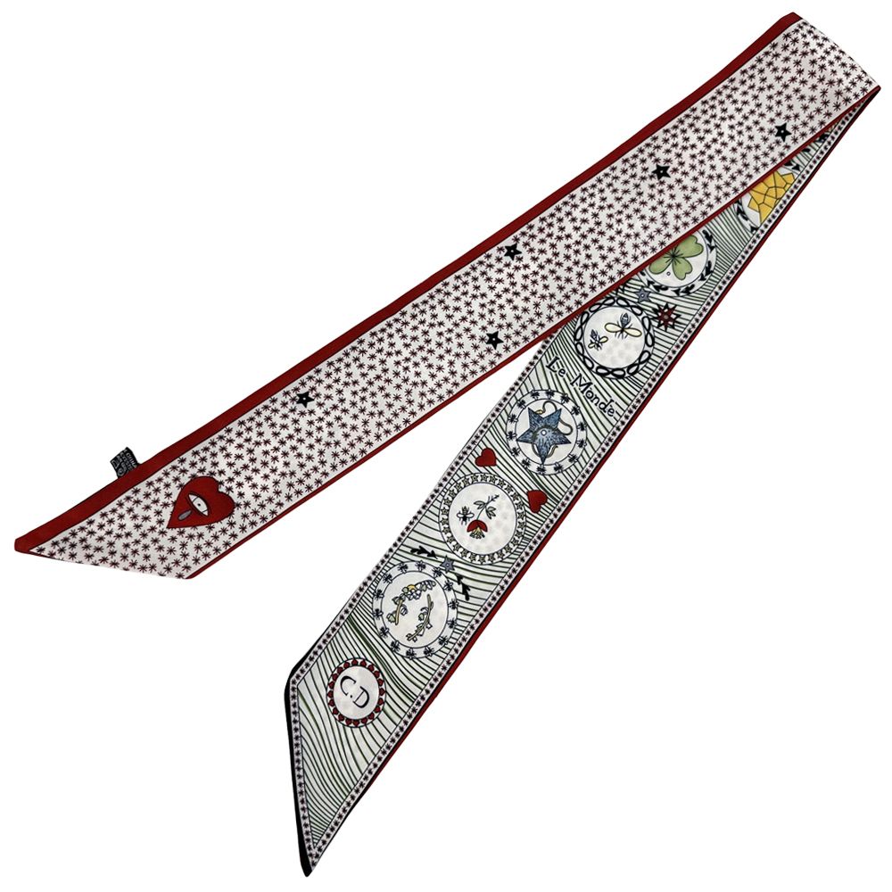 Dior Scarf Mizza Silk Red Multicolor Twill Star Pattern — view 2
