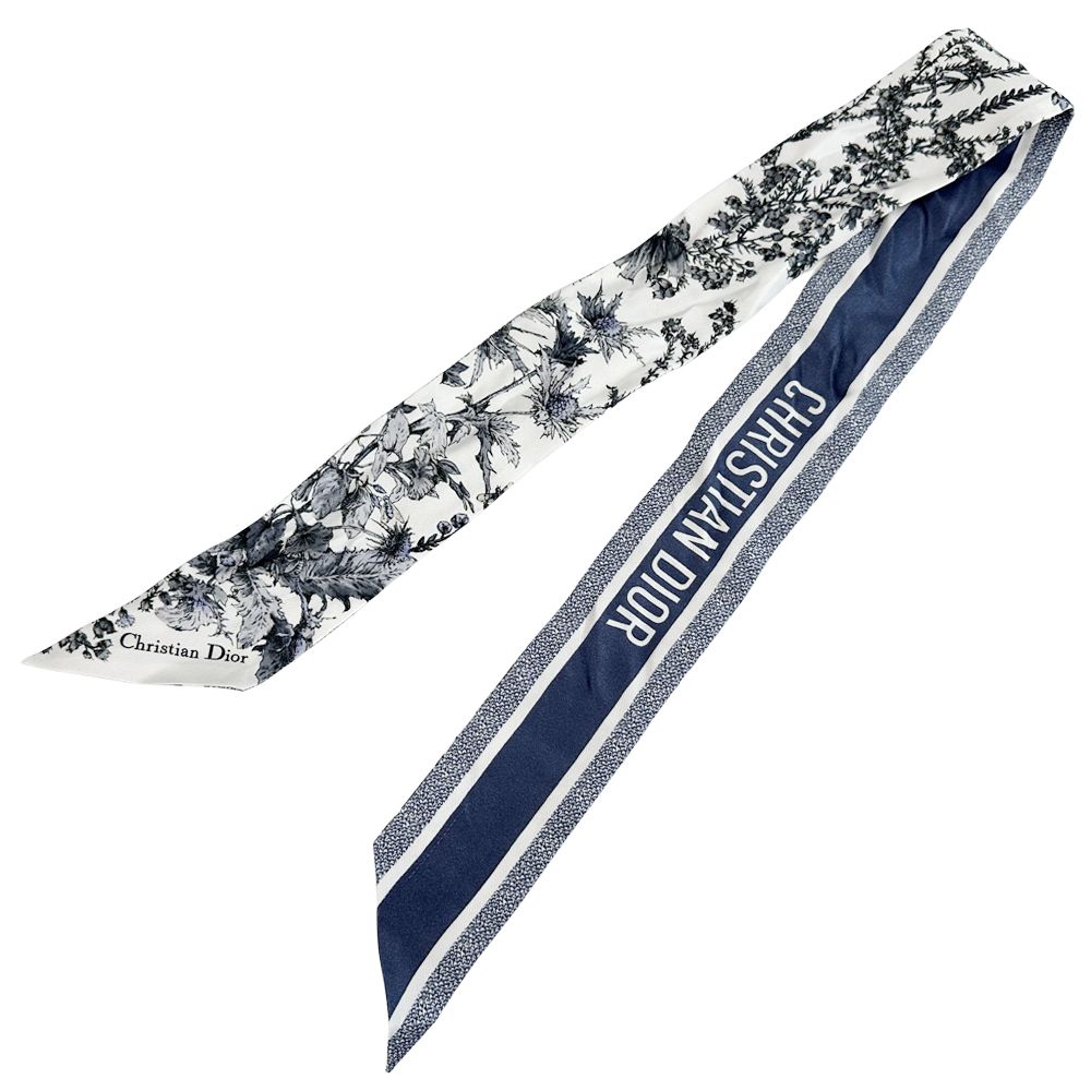 Dior Scarf Mitzah Silk Blue Logo Floral — view 2