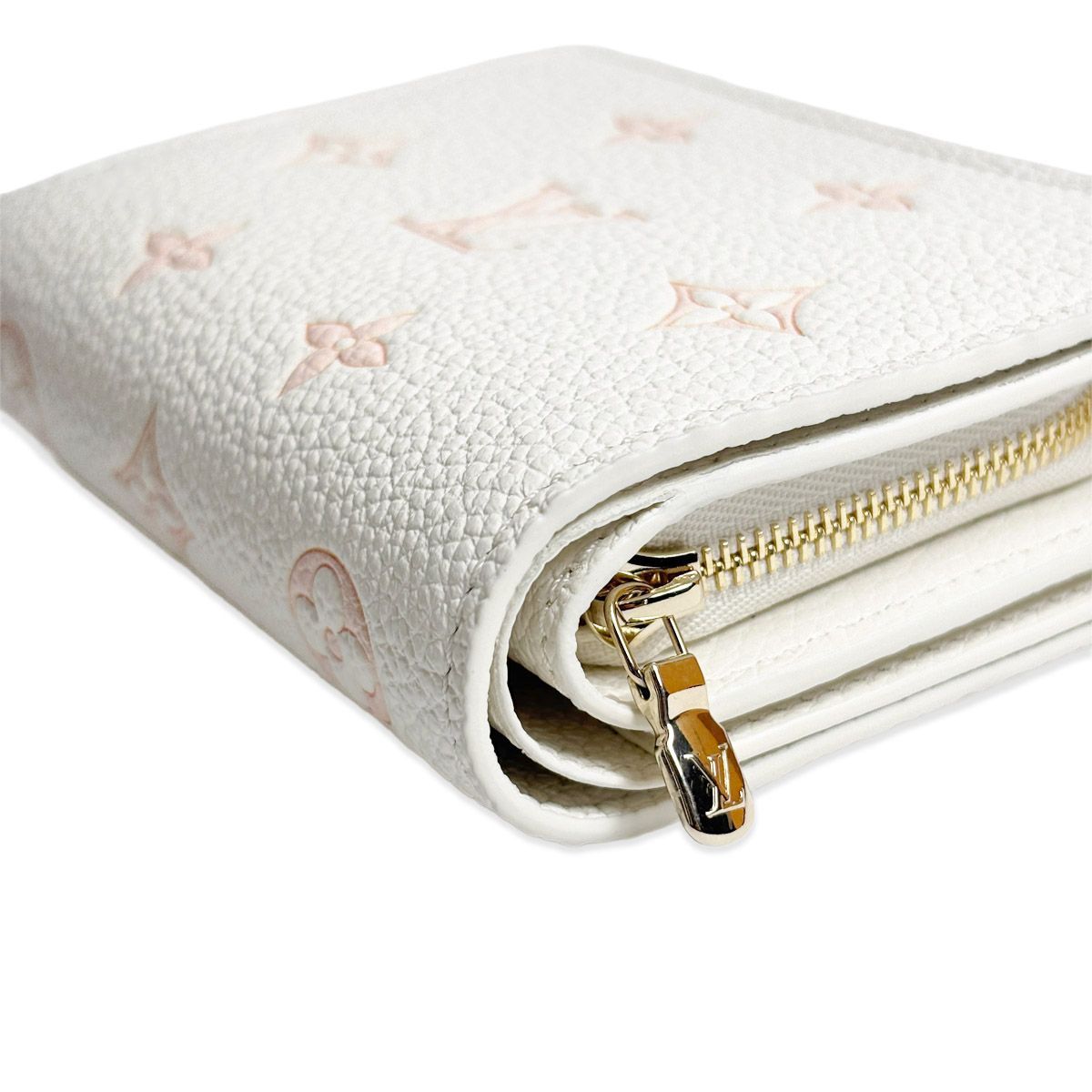 Louis Vuitton Portefeuille Monogram Bifold Wallet Milky White Peach Gold — view 3