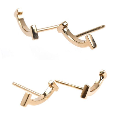 Tiffany & Co 18k Pink Gold T Smile Mini Earrings — view 2