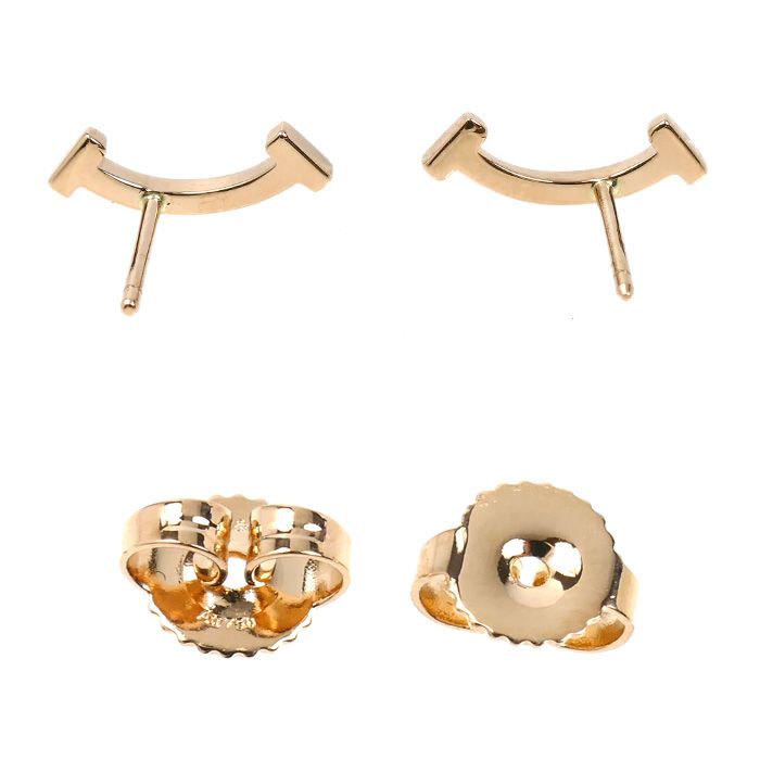 Tiffany & Co 18k Pink Gold T Smile Mini Earrings — view 3