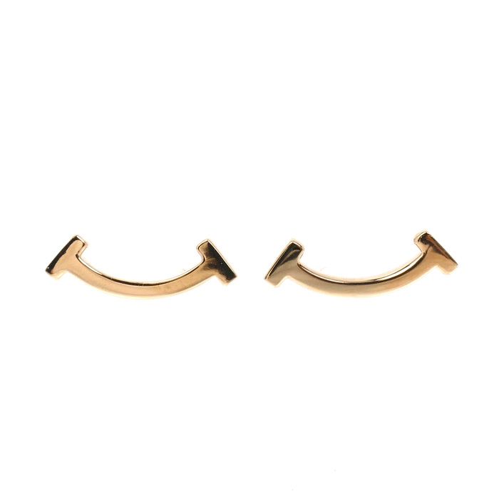Tiffany & Co 18k Pink Gold T Smile Mini Earrings
