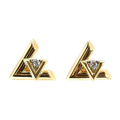 Louis Vuitton 18k Yellow Gold Volt One Earrings Diamond Set Sold