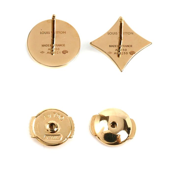 Louis Vuitton 18k Pink Gold Star Sun Blossom BB Earrings Malachite Set — view 3