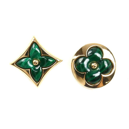 Louis Vuitton 18k Pink Gold Star Sun Blossom BB Earrings Malachite Set