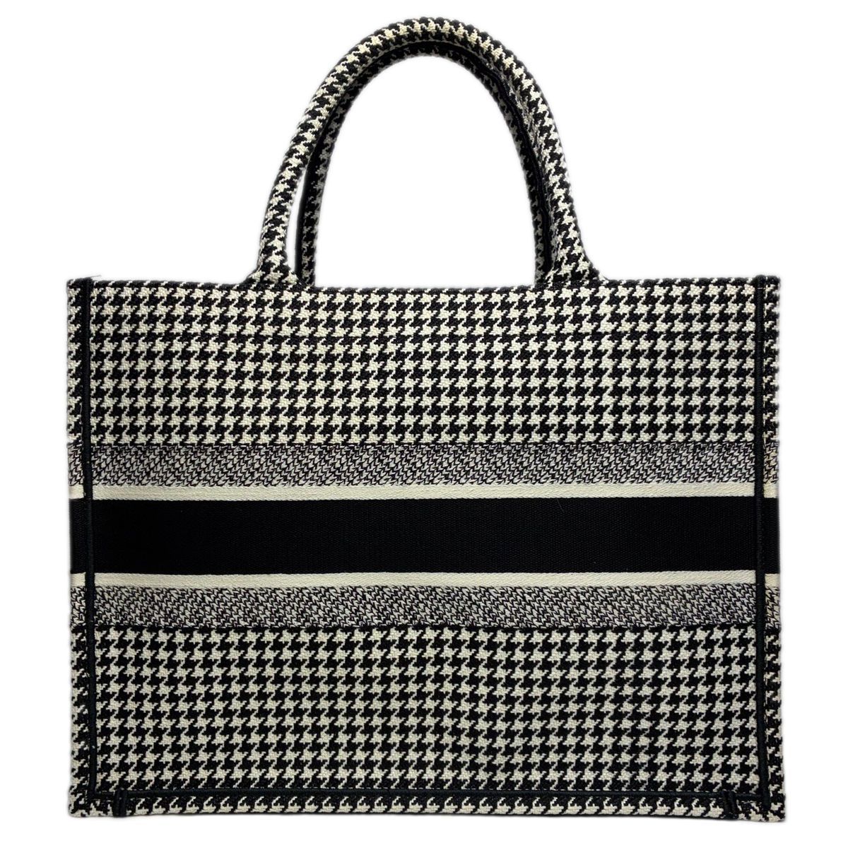 Dior Book Tote Houndstooth Black White — view 2