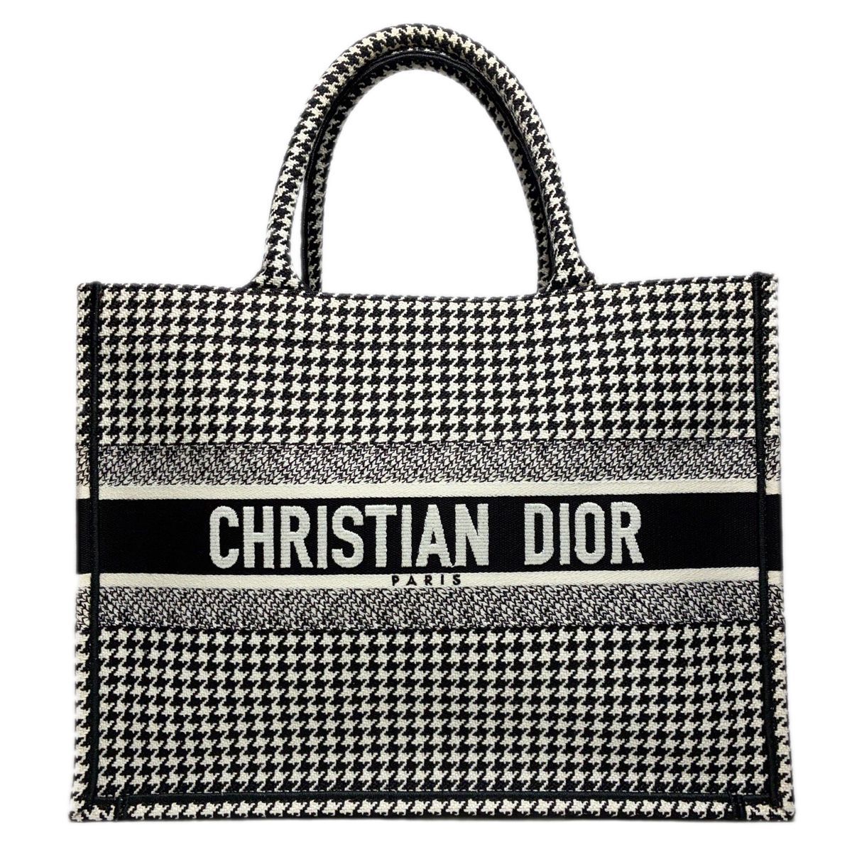 Dior Book Tote Houndstooth Black White