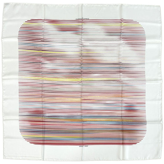 Hermes Scarf Carre 90 Faubourg Express Silk White Rainbow Large