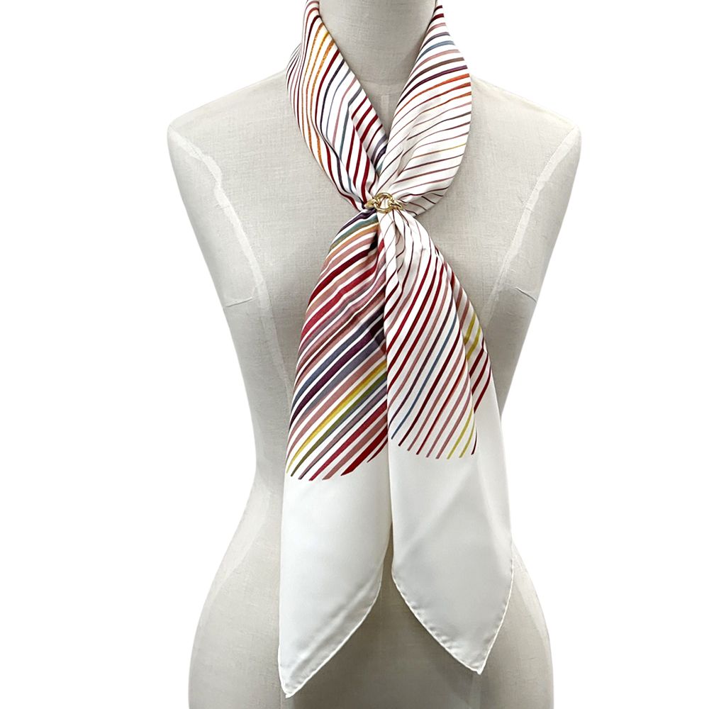 Hermes Scarf Carre 90 Faubourg Express Silk White Rainbow Large — view 6