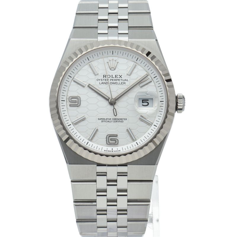 Rolex Land Watch Honeycomb Motif Box 18k White Gold SS — view 2