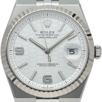 Rolex Land Watch Honeycomb Motif Box 18k White Gold SS