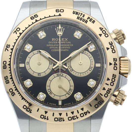 Rolex Cosmograph Daytona Watch Diamond Box 18k Yellow Gold SS Black Sha