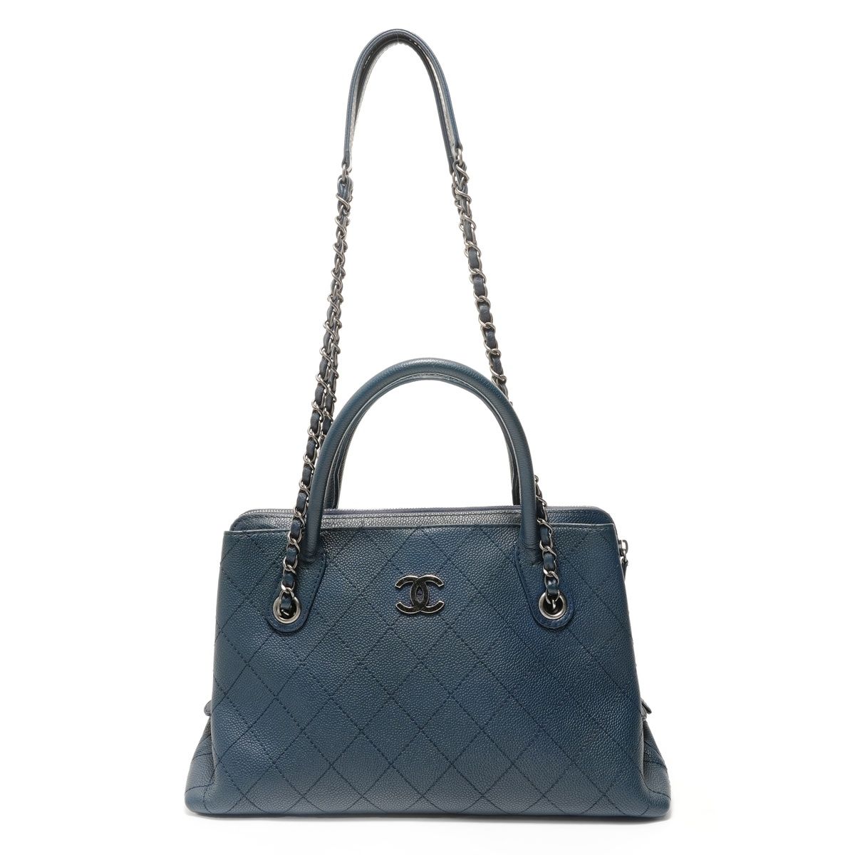 Chanel Shoulder Bag Caviar Leather Gunmetallic 2-Way