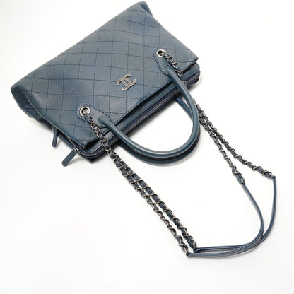 Chanel Shoulder Bag Caviar Leather Gunmetallic 2-Way — view 8