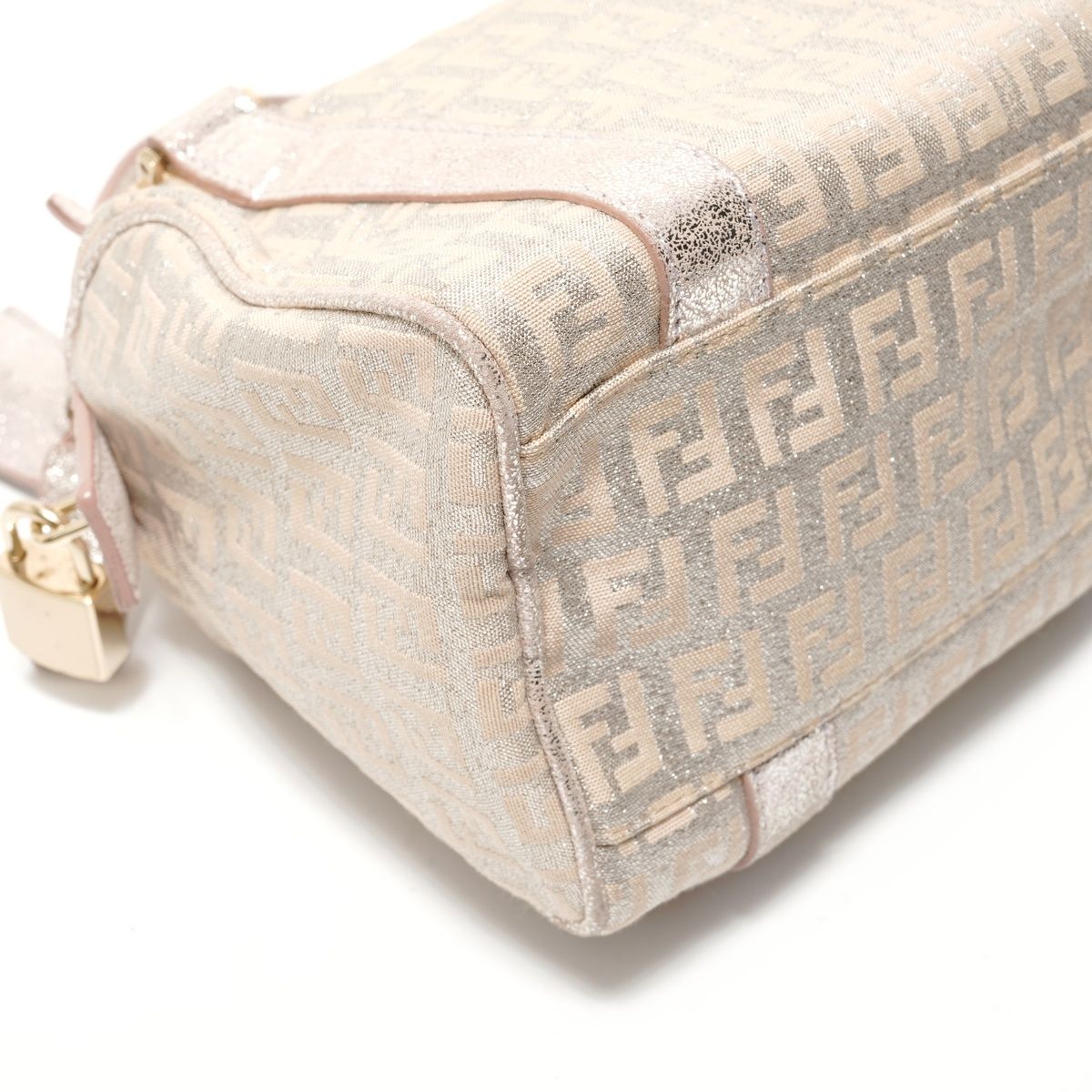 Fendi Zucchino Mini Boston Bag Silver Lame — view 5