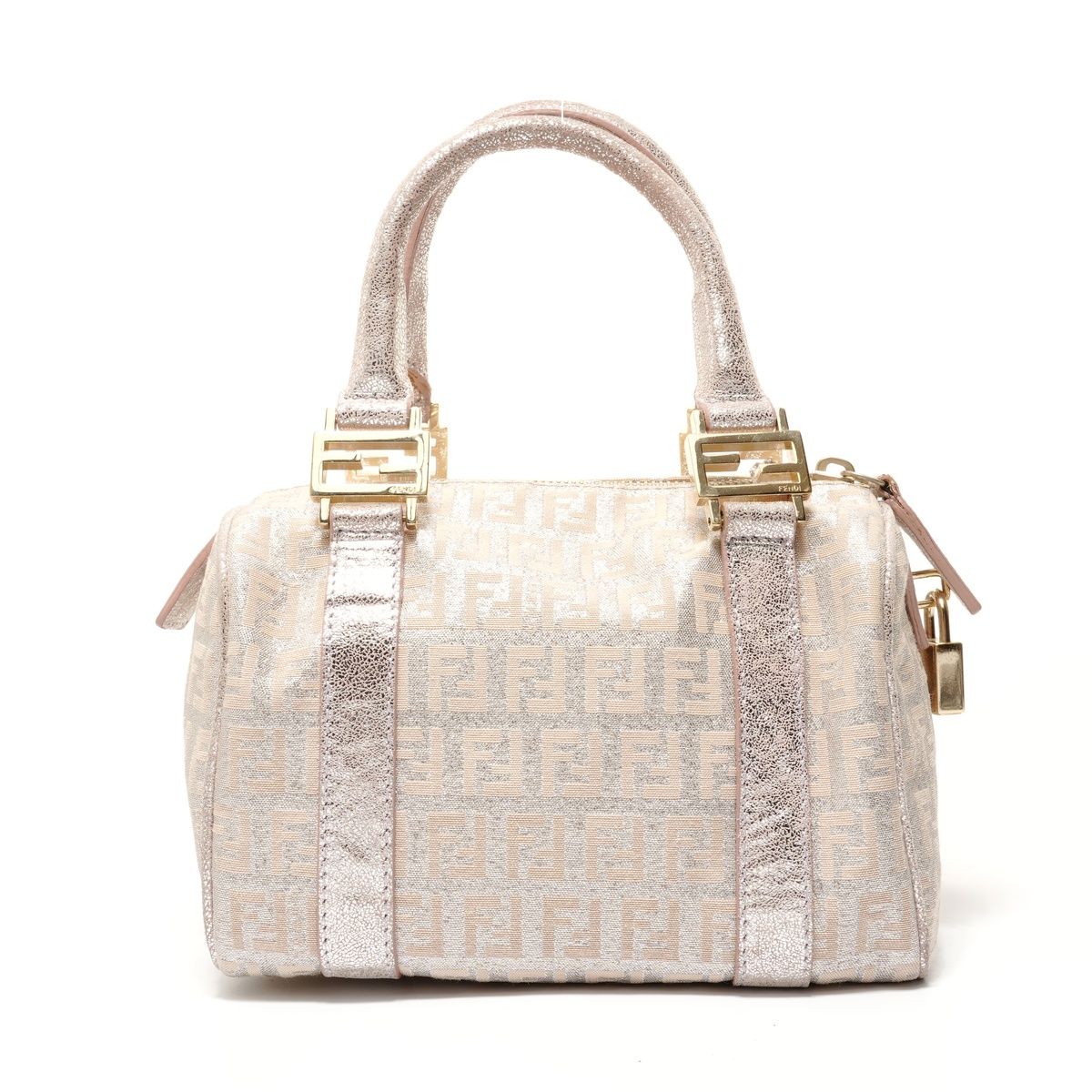 Fendi Zucchino Mini Boston Bag Silver Lame — view 2