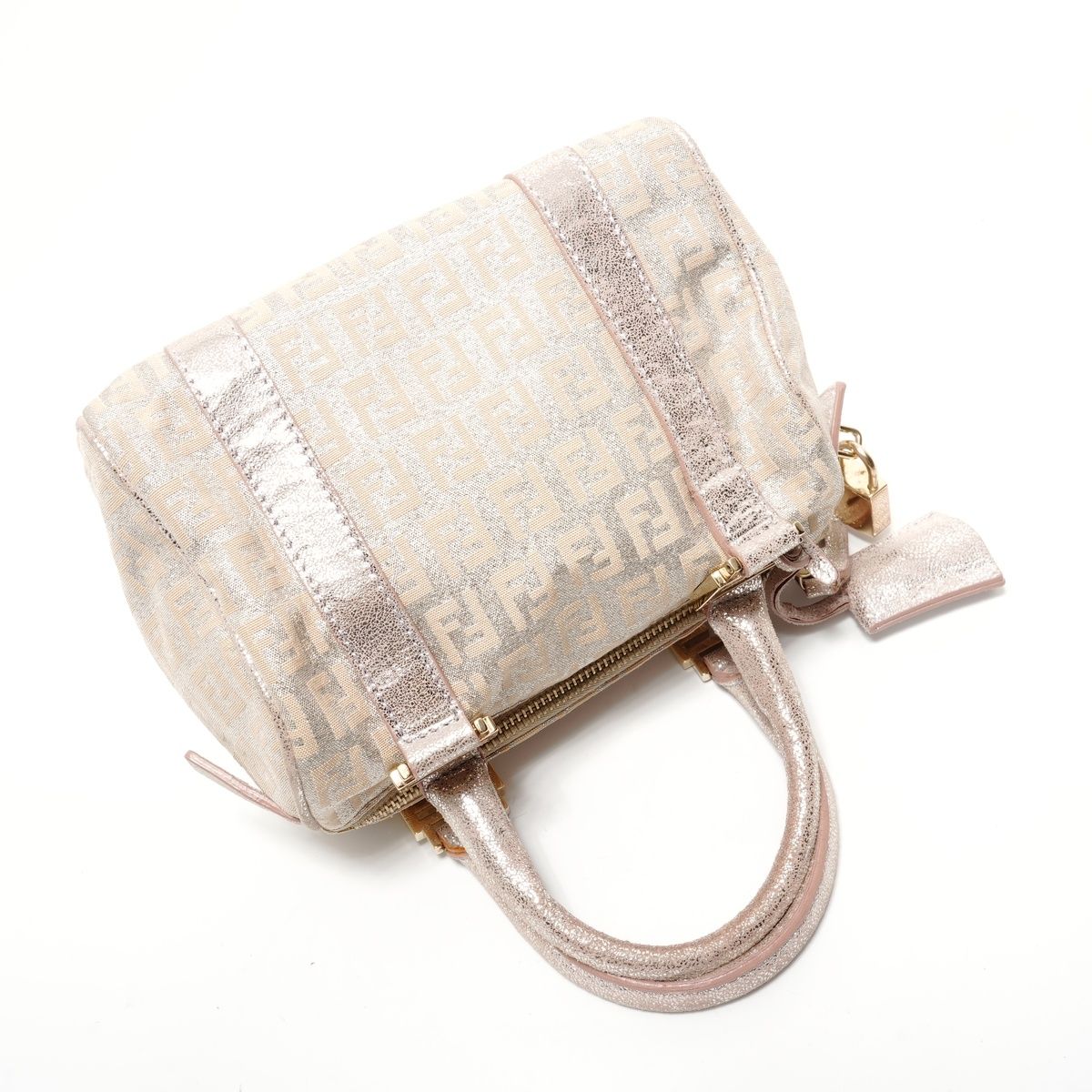 Fendi Zucchino Mini Boston Bag Silver Lame — view 8