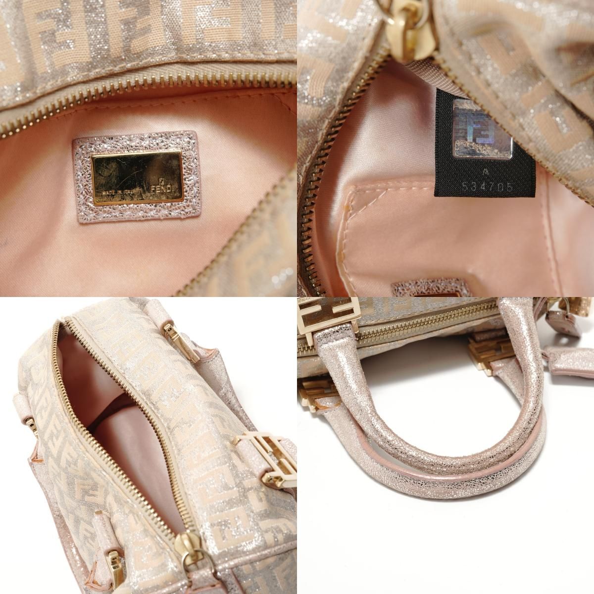 Fendi Zucchino Mini Boston Bag Silver Lame — view 9