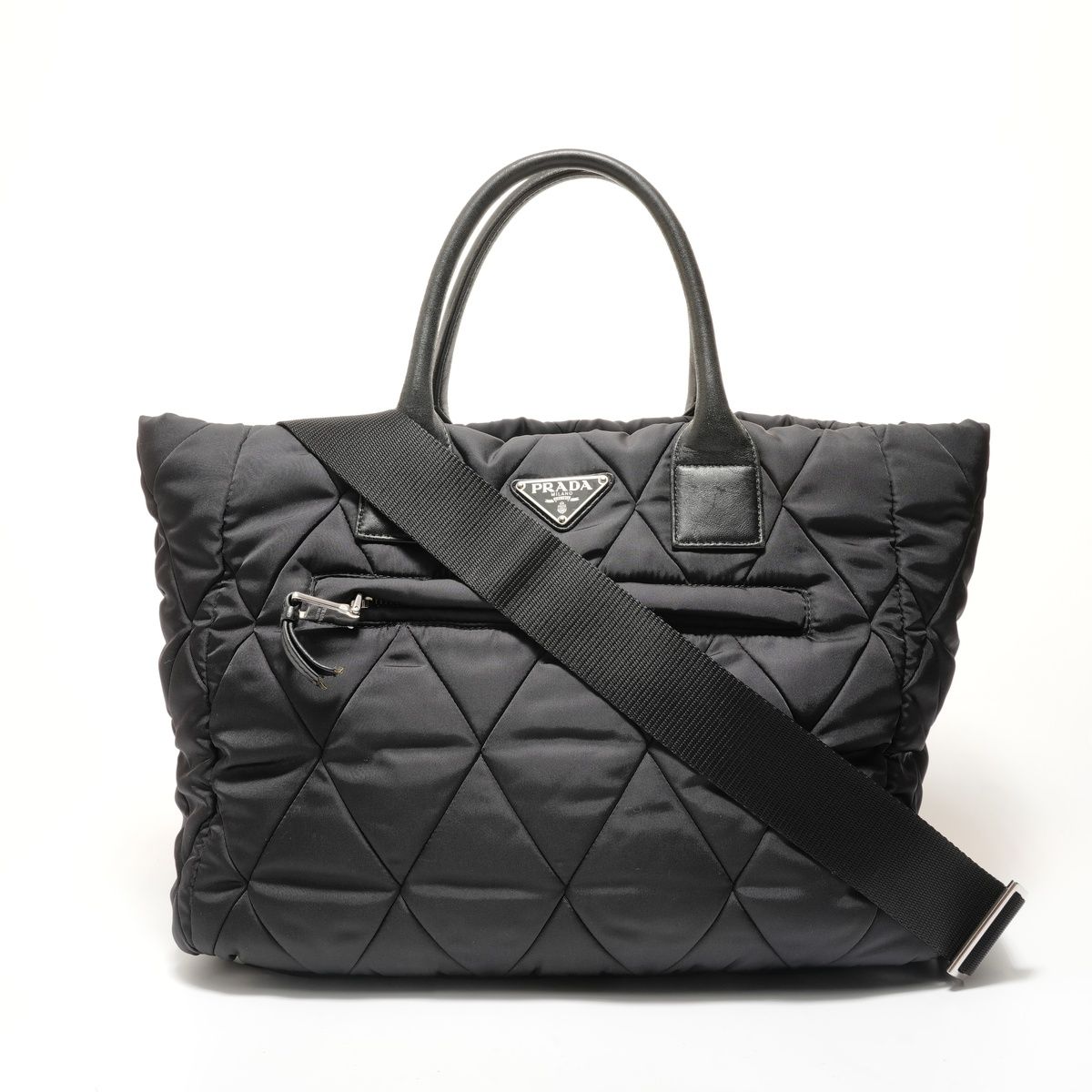 Prada Shoulder Bag Triangle Logo New Tessuto Bomber 2-Way
