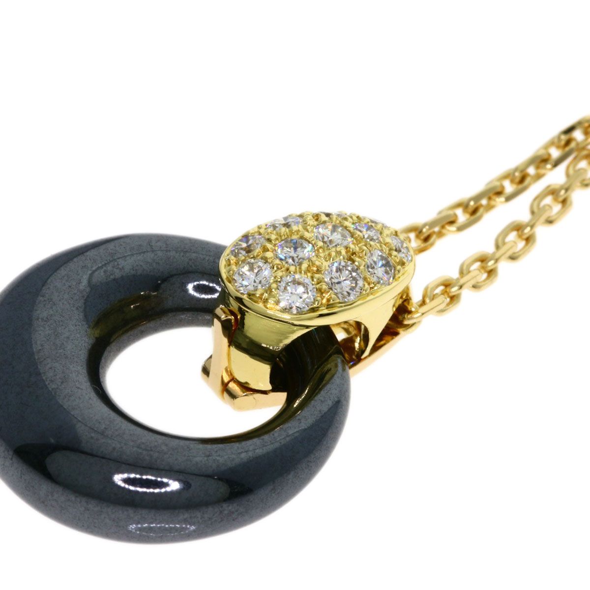 Van Cleef & Arpels Angelic Diamond Hematite Necklace 18k Yellow Gold — view 8