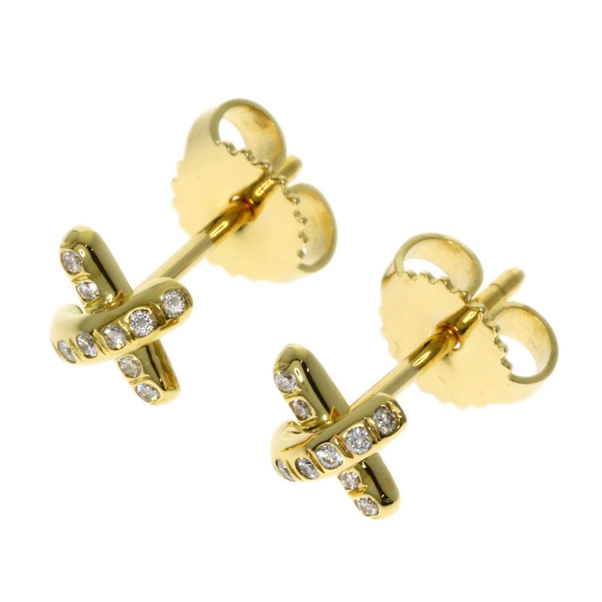 Tiffany & Co Cross Stitch Diamond Earrings 18k Yellow Gold