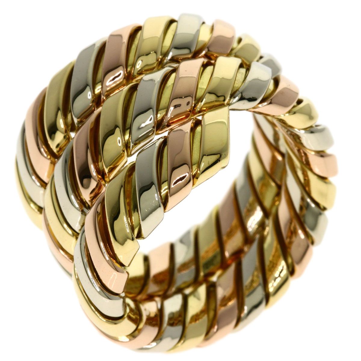 Bvlgari Tubogas Ring 18k Yellow Gold 18k Pink White — view 2