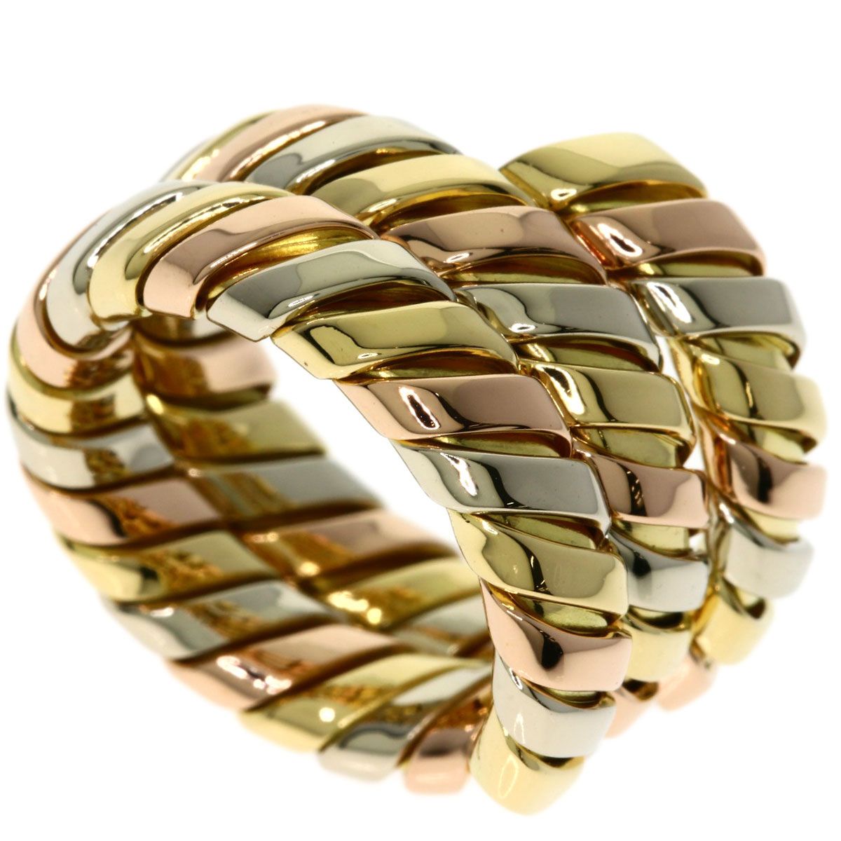 Bvlgari Tubogas Ring 18k Yellow Gold 18k Pink White