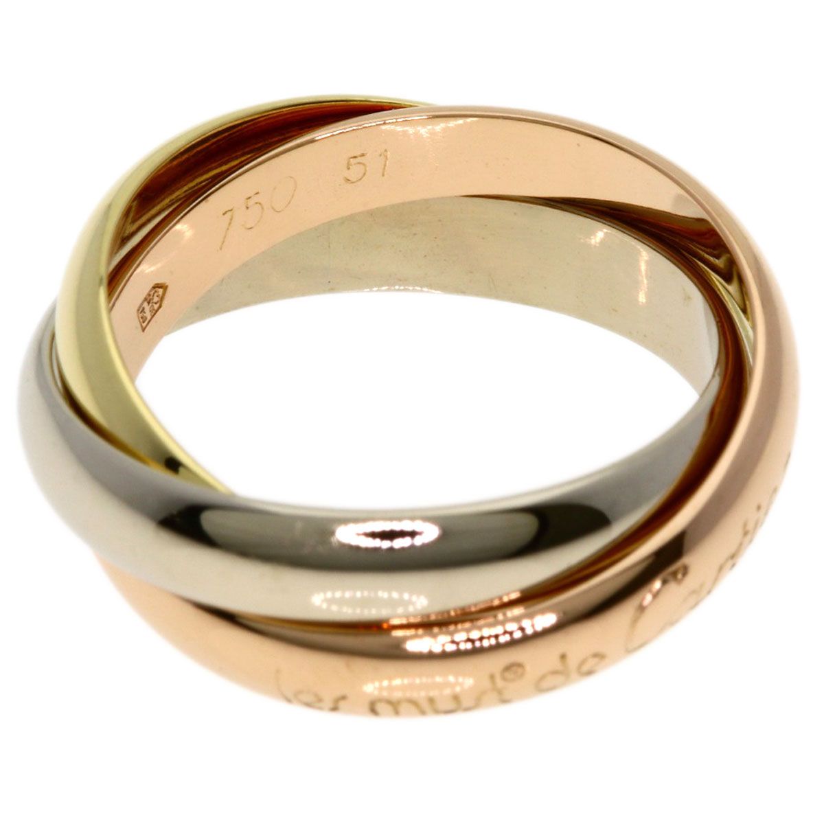 Cartier Trinity 51 Ring 18k Yellow Gold 18k Pink White — view 3
