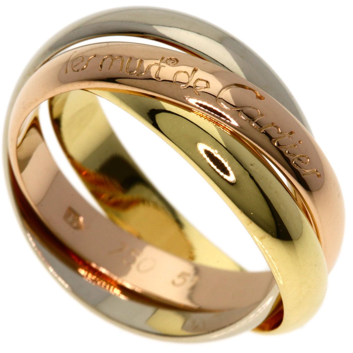 Cartier Trinity 51 Ring 18k Yellow Gold 18k Pink White