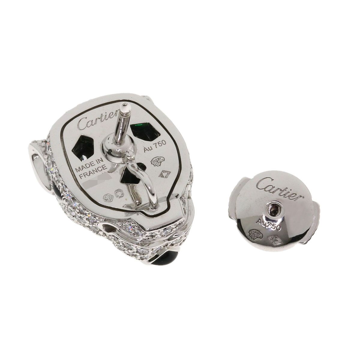 Cartier Panther Diamond Onyx Emerald Brooch 18k White Gold — view 3