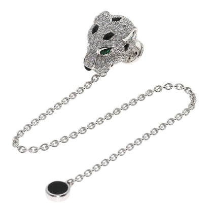 Cartier Panther Diamond Onyx Emerald Brooch 18k White Gold