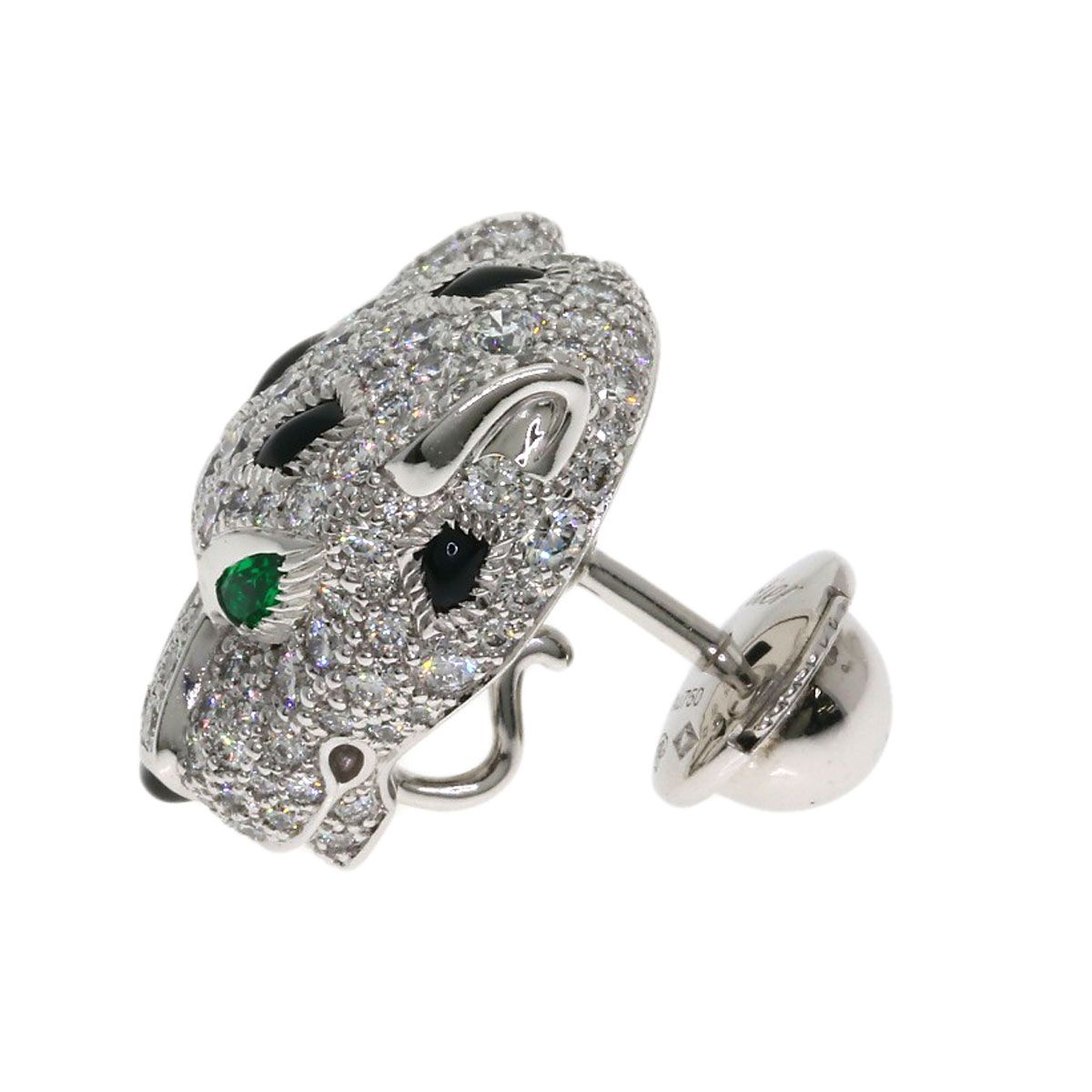 Cartier Panther Diamond Onyx Emerald Brooch 18k White Gold — view 4