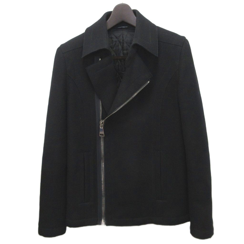Dolce & Gabbana Wool Riders Jacket Double Logo Zip 46 Black