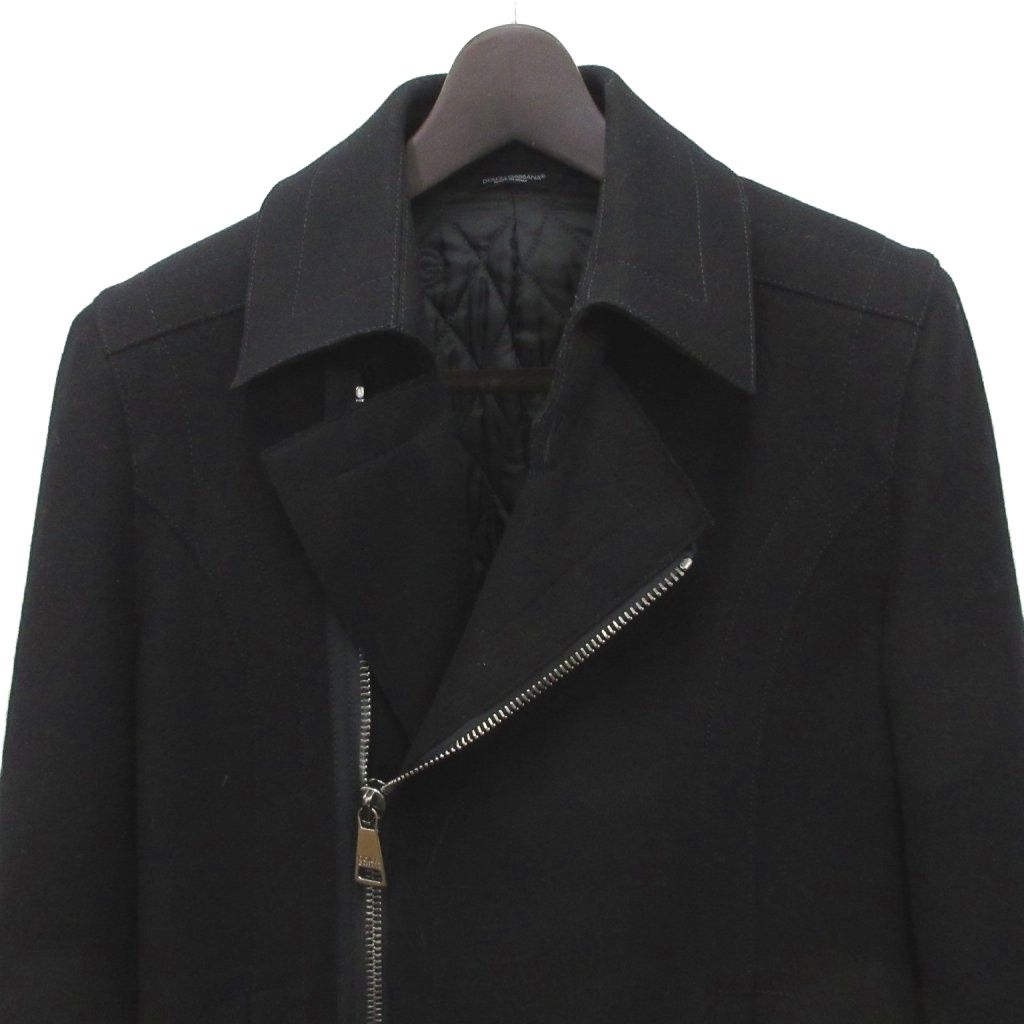 Dolce & Gabbana Wool Riders Jacket Double Logo Zip 46 Black — view 4