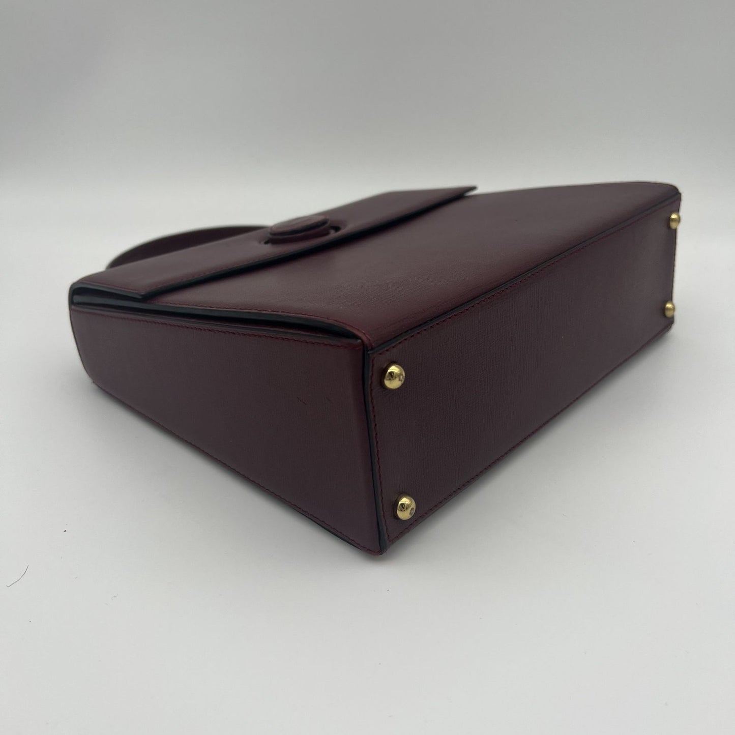 Cartier Must Line Flap Bag Handbag Calfskin Leather Bordeaux Gold — view 7