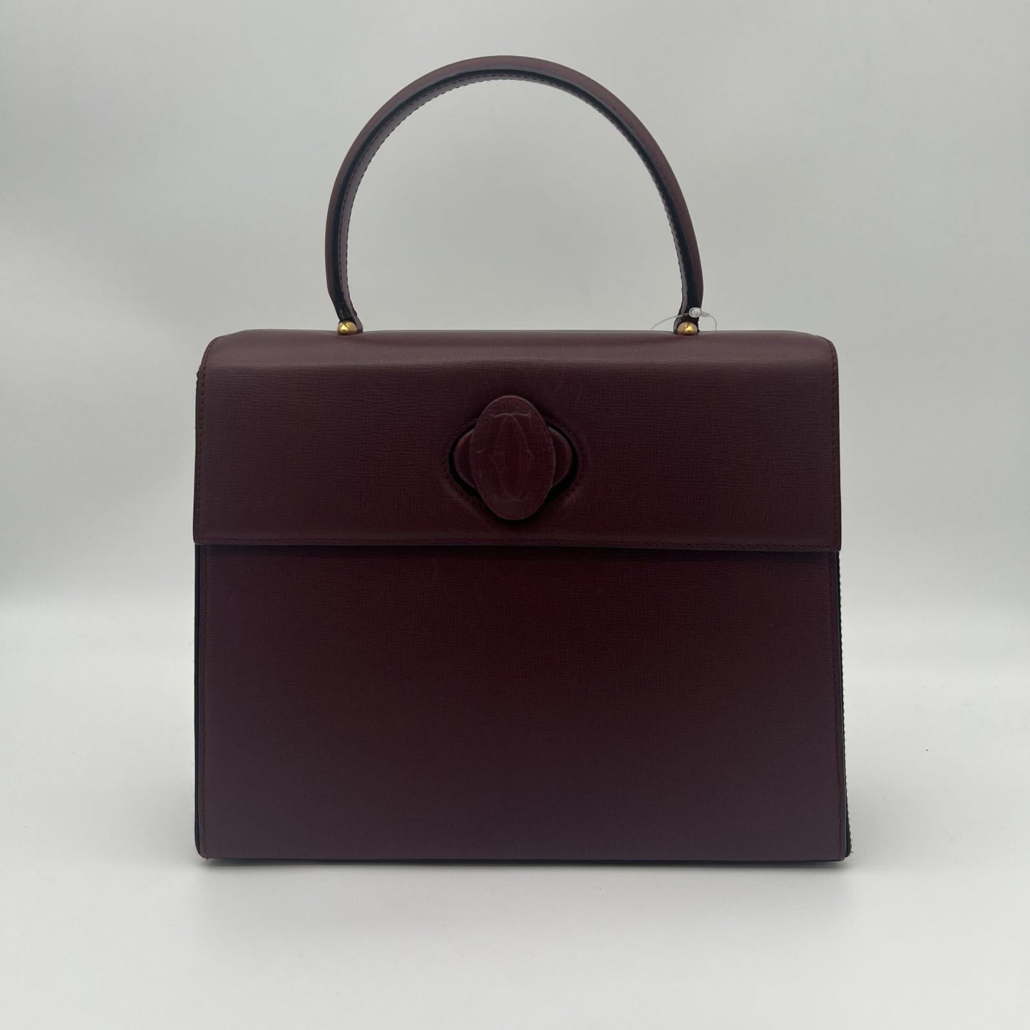 Cartier Must Line Flap Bag Handbag Calfskin Leather Bordeaux Gold