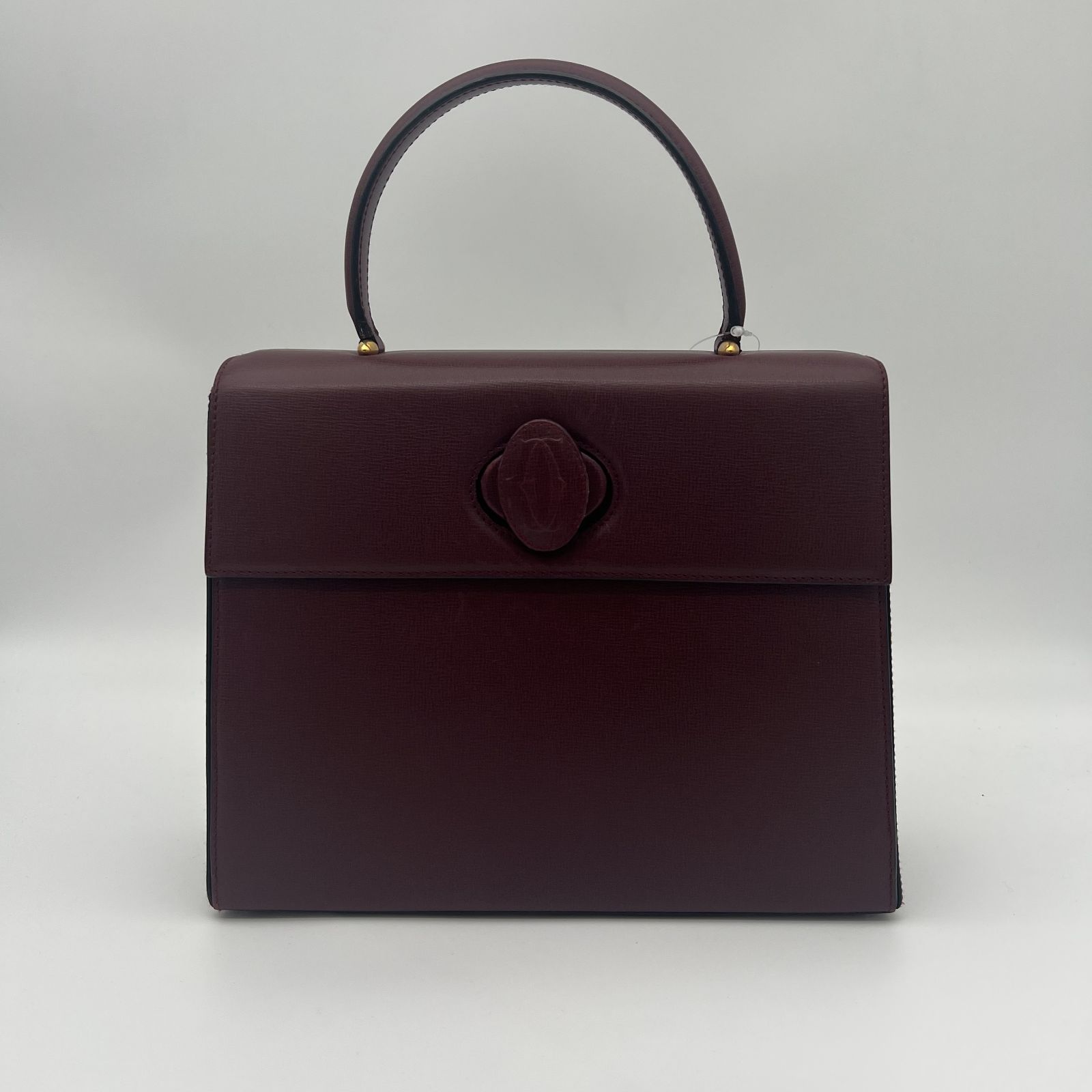 Cartier Must Line Flap Bag Handbag Calfskin Leather Bordeaux Gold