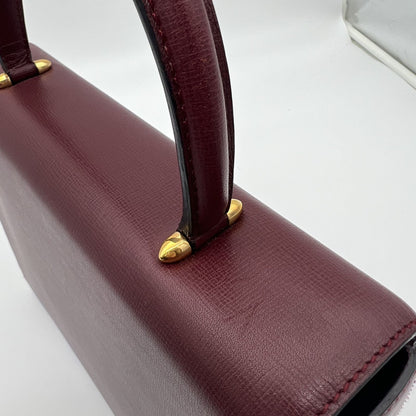 Cartier Must Line Flap Bag Handbag Calfskin Leather Bordeaux Gold — view 3