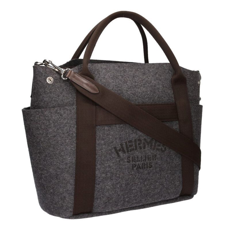 Hermes Sac de Panthere Je Gourme 2-Way Asier Wool Polyamide Leather Tote