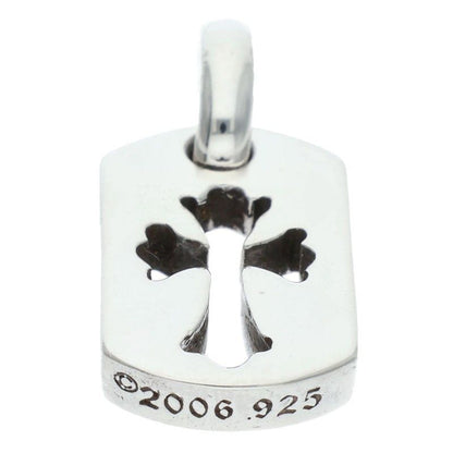 Chrome Hearts DT Tny CO Crs Tiny Cutout Cross Dog Tag Charm Silver Necklace Top — view 5