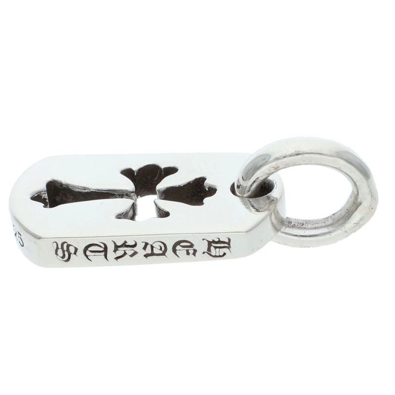 Chrome Hearts DT Tny CO Crs Tiny Cutout Cross Dog Tag Charm Silver Necklace Top — view 4