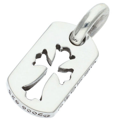 Chrome Hearts DT Tny CO Crs Tiny Cutout Cross Dog Tag Charm Silver Necklace Top — view 2
