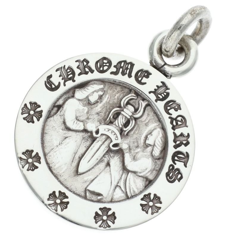 Chrome Hearts Chrm Angl Mdl Angel Medal Charm V2 Silver Necklace Top