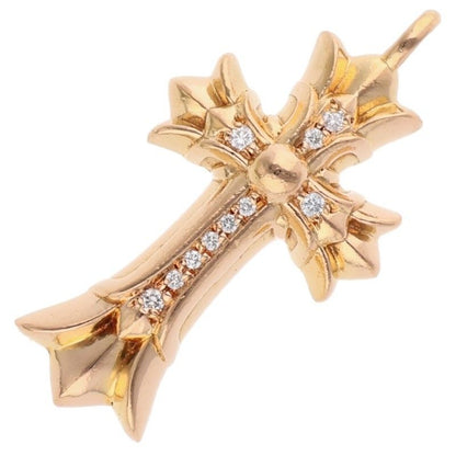 Chrome Hearts 22k Dbl CH Crs P Dmnd Double CH Cross Pave Diamond Charm Gold